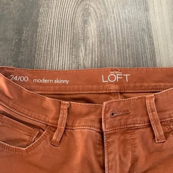Loft Modern Skinny Rustic Orange Pants 24 - Picture 3 of 5